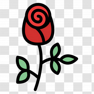Rose Flower - Red Rose With Stem And Leaves Transparent PNG