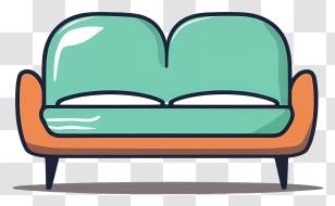 Couch - Green And Orange Sofa Illustration Transparent PNG