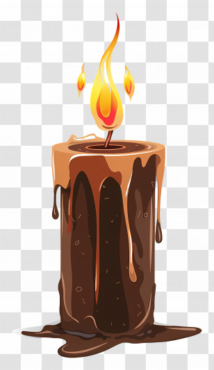 Candle With Fire - Dripping Wax Candle With Flame Illustration Transparent PNG