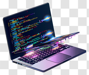 Code Editing - Laptop Illustration With Displayed Code Transparent PNG