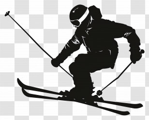 Freestyle Skiing Man Silhouette - Silhouette Of Skiing Athlete Transparent PNG