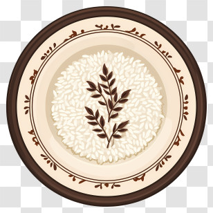 Rice In Plate - Decorative Plate With Rice Design Transparent PNG