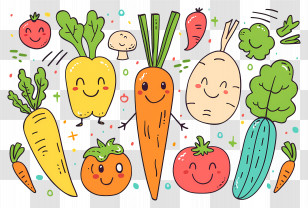 Food Background - Playful Vegetable Characters Illustration Transparent PNG