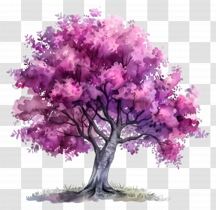 Watercolor Tree - Pink Spring Tree Watercolor Art Transparent PNG