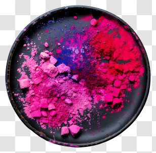 Holi Powders - Colorful Pigment Powders On Black Plate Transparent PNG