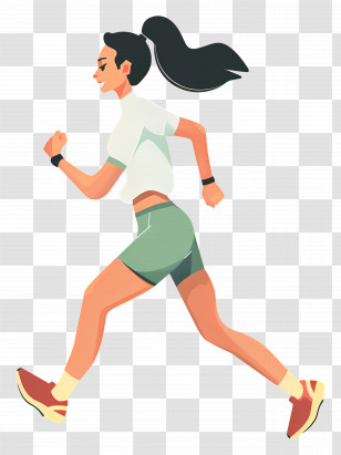 Running Woman - Illustration Of Woman Running In Green Shorts Transparent PNG
