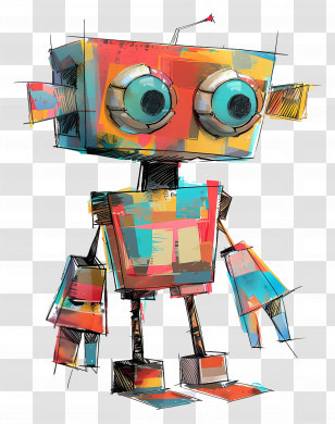 Cartoon Robot - Colorful Robot Sketch Transparent PNG