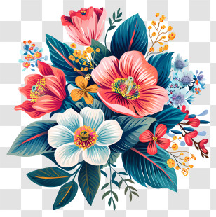 Custom Flowers - Floral Bouquet In Colorful Illustration Transparent PNG