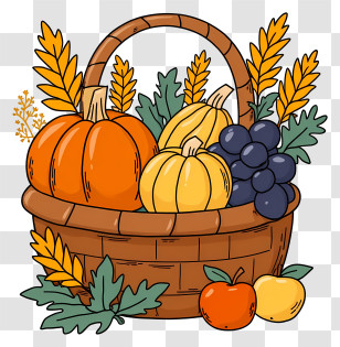 Harvest Basket Arrangement - Autumn Harvest Basket Transparent PNG