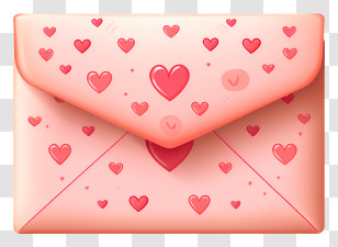 Envelope Heart - Pink Love Letter With Small Hearts Transparent PNG