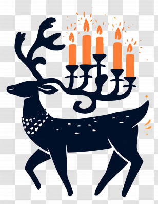 Light Deer - Reindeer With Candles On Antlers Transparent PNG