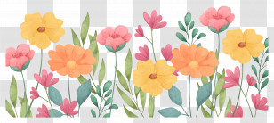 Pastel Flower - Illustration Of Colorful Flowers And Leaves Transparent PNG