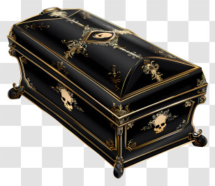 Funeral - Black Coffin With Skulls Transparent PNG