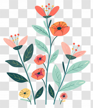 Flower Vine - Hand-drawn Colorful Floral Design Transparent PNG