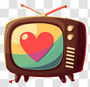 World Television Day - Vintage TV With Heart Illustration On Screen Transparent PNG