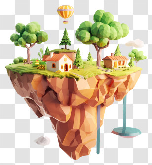 Island - Floating Island With Houses Transparent PNG