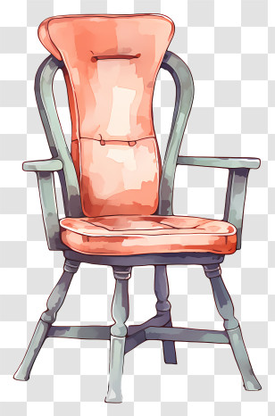 Wooden Armchair - Classic Vintage Cushioned Chair Illustration Transparent PNG