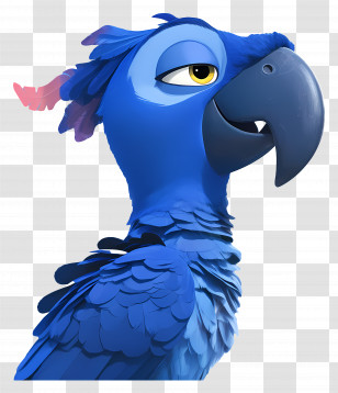 Blue Macaw - Close-Up Of A Blue Parrot Cartoon Transparent PNG