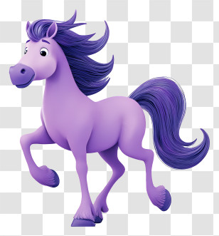 Purple Pony - Energetic Purple Cartoon Horse Transparent PNG