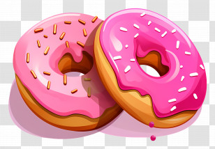 Donuts - Pink Glazed Donuts With Sprinkles Transparent PNG