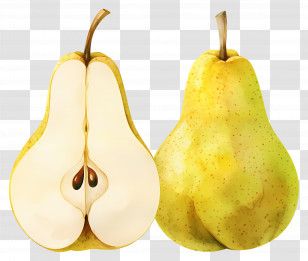 Watercolor Pear Fruit - Yellow Pear Illustration Transparent PNG