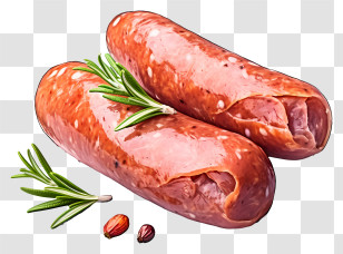 Sausage - Realistic Sausages With Rosemary Sprigs Transparent PNG