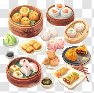 Dim Sum - Delicious Dim Sum And Dumpling Food Illustration Transparent PNG
