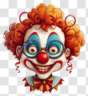Clown - Clown With Glasses And Curly Hair Transparent PNG