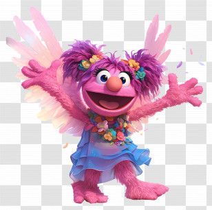 Abby Cadabby - Pink Furry Character With Wings And Floral Dress Transparent PNG