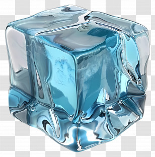 Ice Block - Realistic Melting Blue Ice Cube Design Transparent PNG