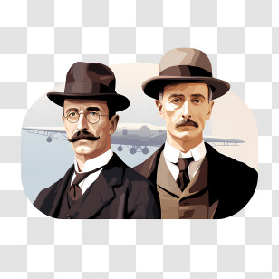 Wright Brothers Day - Illustration Of Two Pioneering Men Transparent PNG