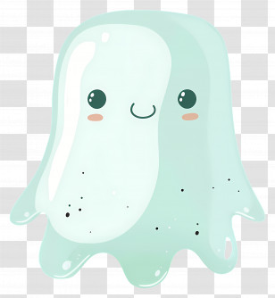 Cartoon Ghost - Cute Transparent Green Ghost With Smiling Face Transparent PNG