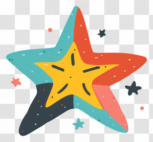 Star - Colorful Cartoon Star Illustration Transparent PNG