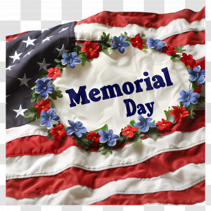 Memorial Day - Memorial Day Flag With Wreath Transparent PNG
