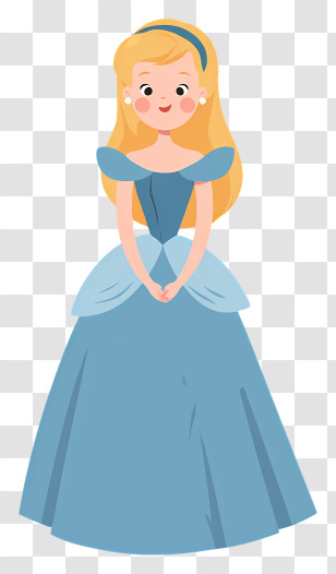 Cinderella In Blue Dress - Princess Cartoon Character In Blue Dress Transparent PNG