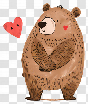 Cartoon Bear - Adorable Bear Holding Heart Illustration Transparent PNG
