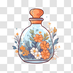 Perfume Bottle - Decorative Glass Jar With Floral Design Transparent PNG