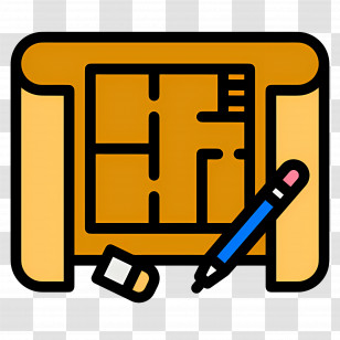 Construction Drawing - Blueprint With Pencil And Eraser Transparent PNG