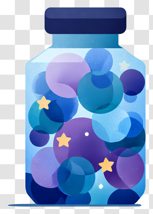Glass Jar With Floating Stars - Jar Of Starry Blue Bubbles Transparent PNG