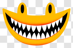 Smiling Face With Teeth - Quirky Yellow Smile Transparent PNG