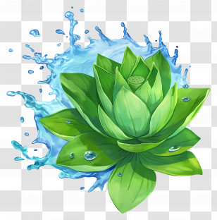 Watercolor Lotus Leaf - Lotus With Water Splash Transparent PNG