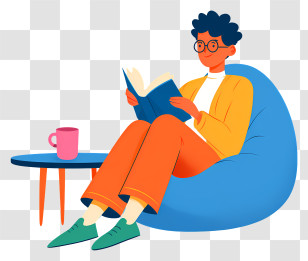 Man Relaxing While Reading - Relaxed Reader With Book Transparent PNG