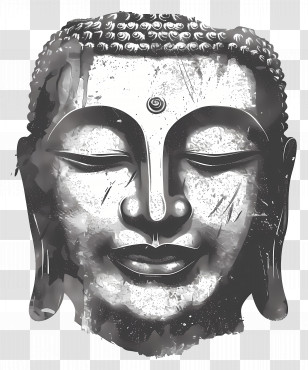Buddha Face - Black And White Buddha Art Illustration Transparent PNG