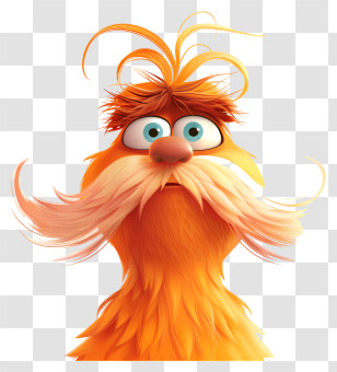 Lorax - Orange Fluffy Cartoon Character Transparent PNG