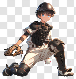 Anime Baseball - Anime Catcher In Protective Gear Transparent PNG