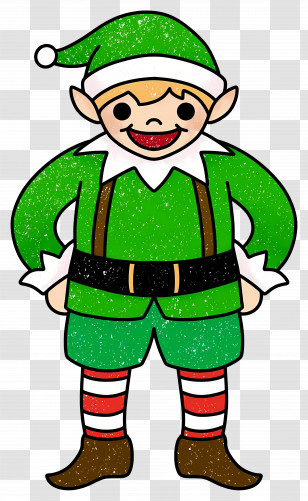 Christmas Elf - Green Christmas Elf Cartoon Illustration Transparent PNG