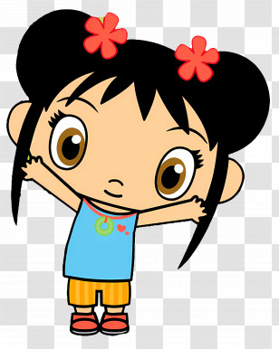 Ni Hao Kai Lan - Cute Cartoon Girl With Flowers In Hair Transparent PNG