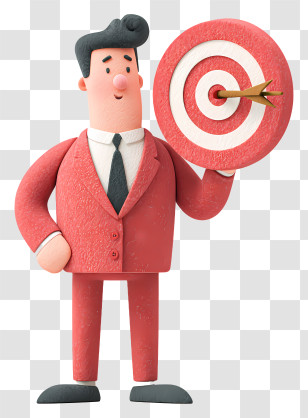 Businessman Setting Personal Goal - Businessman Holding Target With Arrow Transparent PNG