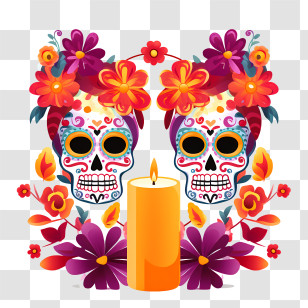 Candles
 - Day Of The Dead Sugar Skulls With Candle Transparent PNG