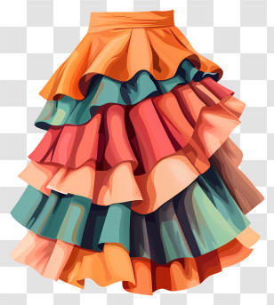 Skirt - Ruffled Skirt With Multiple Colors Transparent PNG